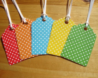 Gift Tags - Set of 10 - Polka Dot -  Rainbow - Treat Tags - Hang Tags - Party Favor Tags