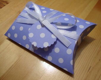 10 Pillow Boxes - Purple Polka Dot - Set of 10 - Party Favors - Treat Boxes - Gift Boxes - Handmade