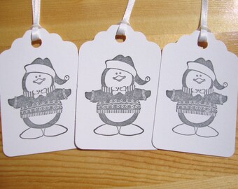 Christmas Tags - Set of 12 - Penguin Tags - Gift Tags - Holiday Tags - Treat Tags - Hang Tags