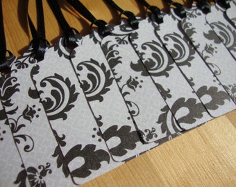 Black and Gray Damask Tags - Set of 12 - Gift Tags - Treat Tags - Hang Tags - Party Favor Tags