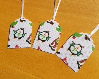 Christmas Gift Tags - Set of 10 - Treat Tags - Hang Tags - Penguin Tags