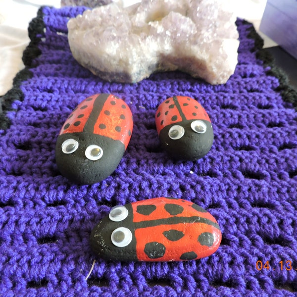 Lady Bug Plant Stones to Decorate  your Garden or Planters