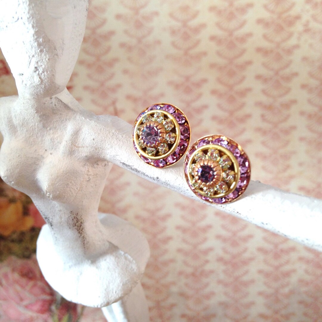 Crystal Oversized Stud Earrings Vintage Swarovski Large Etsy