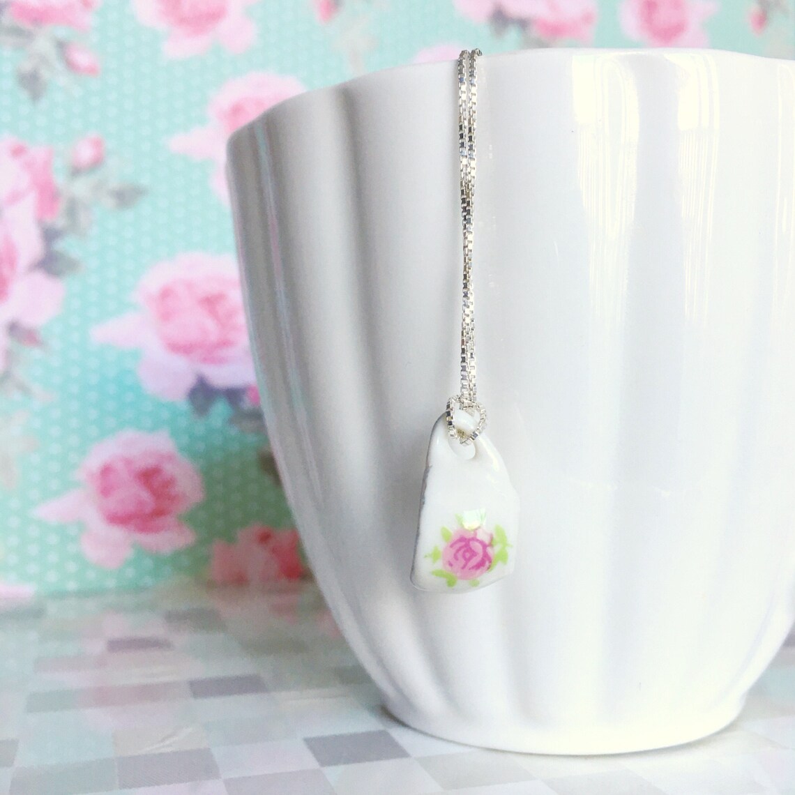 Tea Cup Necklace Sterling Silver Necklace Tea Cup Pendant Etsy