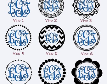 Monogram Decal in Vine Font (for Tumblers, Yeti, Laptops, Phone Cases, Cars, etc) Free Domestic Shipping