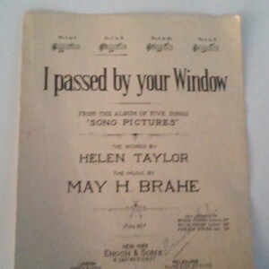 Sheet Music I Passed By Your Window 1921