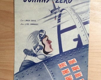 Johnny Zero WWII Antique Sheet Music Home Decor Wall Art