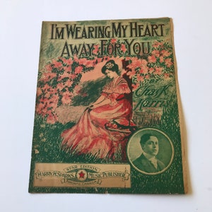 I'm Wearing My Heart Away For You Sheet Music  Wall Art Art Deco Great Gatsbys 1906