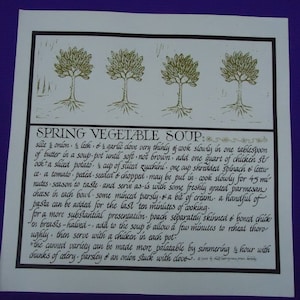 Alice Waters Color Vintage Lithograph Recipe David Lance Goines Spring Vegetable Soup