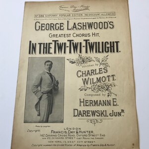 George Lashwood In The Twi Twi Twilight 1907 Sheet Music Wall Art Art Deco