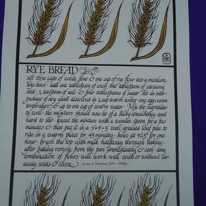 Alice Waters Color Vintage Lithograph Recipe David Lance Goines Rye Bread