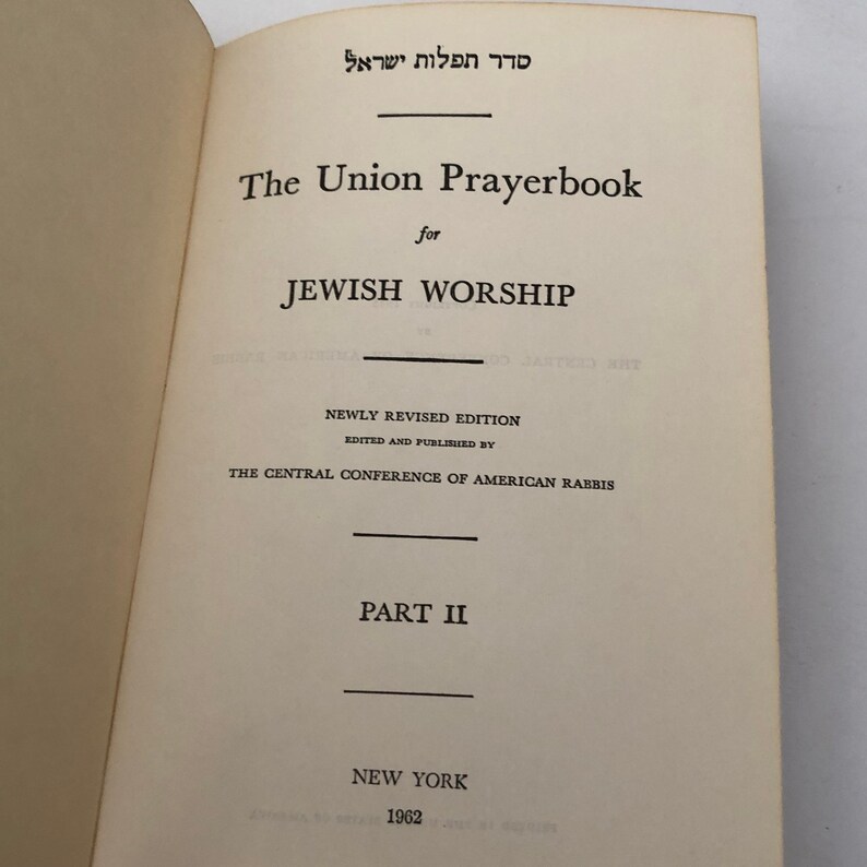 Union Prayer Book for Jewish Worship 1962 Etsy
