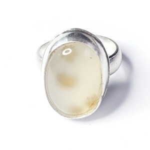 WISPER OF STARS-1 : Dendritic Agate Ring, Gemstone and Silver Ring, Agate Drop Ring, Silver Ring, Gemstone Jewelry, Size 9