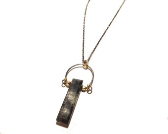 Rutilquarz Halskette: Handgeschmiedetes 925er Silber, 14K Gold Fill