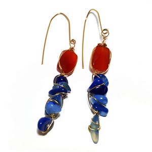 Agate, Carnelian drop earrings // Dainty Earrings // Gemstone Earrings // Wire Wrapped Earrings // Gemstone Jewelry // Gold filled Earrings