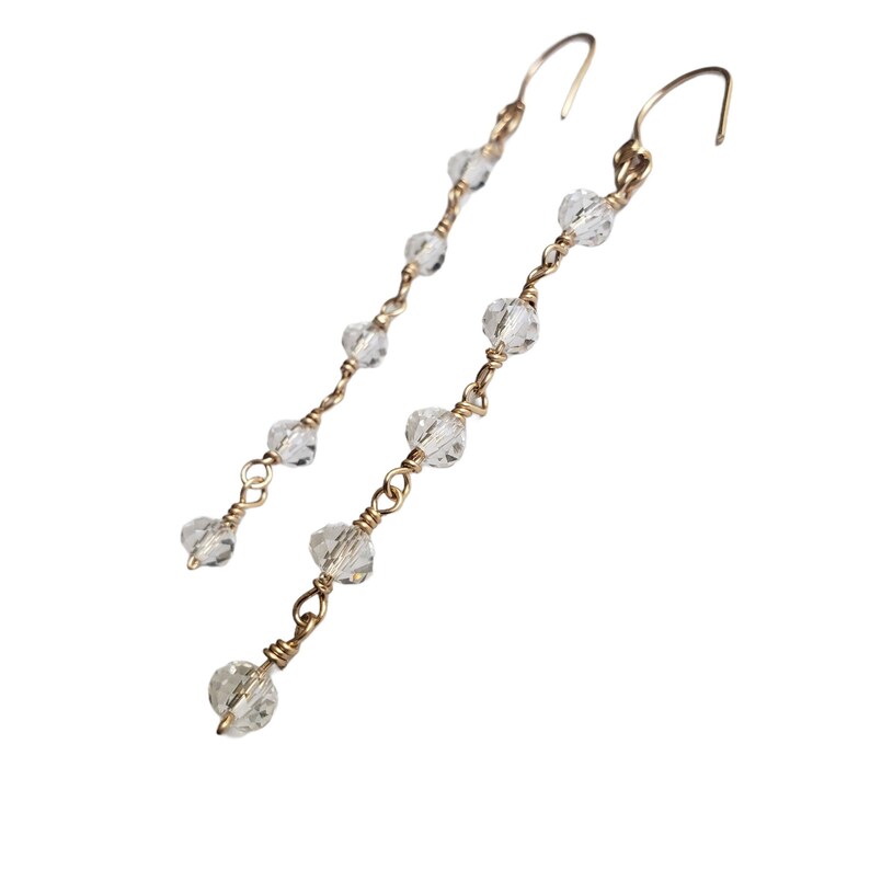 14K Gold Filled Jewelry Clear quartz drop Earrings Gemstone Drop Earrings