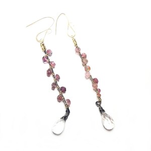 Pink tourmaline and ice quartz earrings // Pink tourmaline earrings // Dangling Earrings // Sterling Silver dangle Earrings // Gift for her