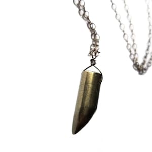 Happy necklace // Pyrite Pendant // Pyrite Chain Necklace // Bullet necklace //sterling silver necklace //  Oxidized jewelry //Gift for her