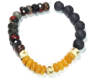 Mix Gemstone Bracelet: Jasper, Jade, Lava Stone Diffuser Jewelry