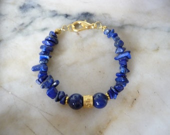 Bracelet bleu de lapis lazuli , bracelet unique