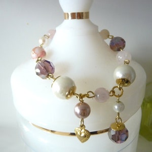 Beaded bracelet, pink bracelet with charms. image 3