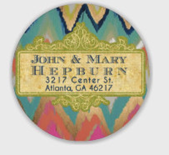 Items similar to custom artsy round return address label 52 glossy 1.