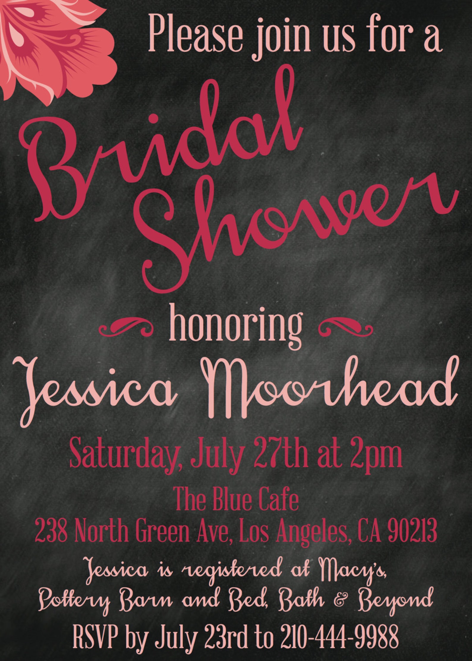 Custom flower bridal shower invitation digital file Etsy