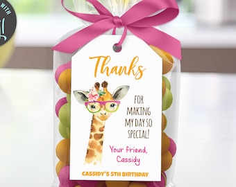 Giraffe Thank You Tag, Edit Online + Download Today With Free Corjl.com 1022