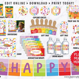 Art Paint Party Printable Party Kit Includes Invites and Decorations, Edit Online Download Today With Free Corjl.com 0031 image 1