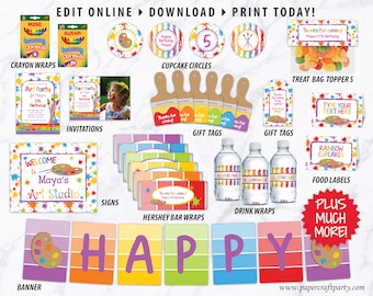 Art Paint Party Printable Party Kit Includes Invites and Decorations, Edit Online + Download Today With Free Corjl.com 0031