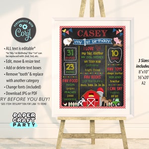 Farm Milestone Chalkboard Poster for Any Age in RED, Printable Sign, Edit Online Download Today With Free Corjl.com 0044 image 2