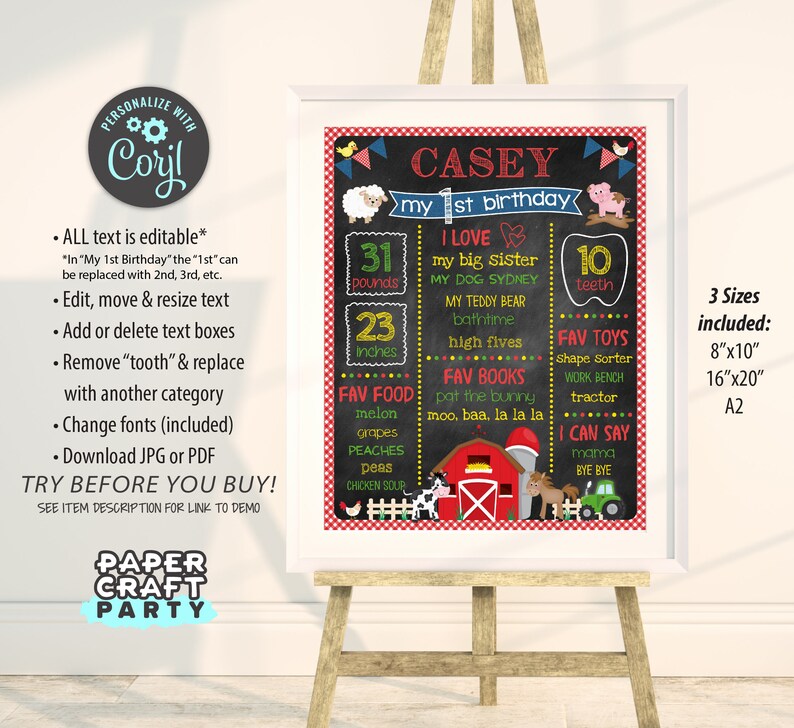 Farm Milestone Chalkboard Poster for Any Age in RED, Printable Sign, Edit Online Download Today With Free Corjl.com 0044 image 2