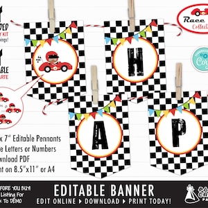 Race Car Printable Birthday Banner, Edit Online + Download Today With ...
