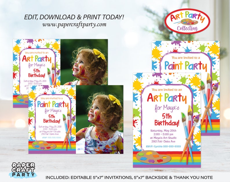 Art Paint Party Printable Party Kit Includes Invites and Decorations, Edit Online Download Today With Free Corjl.com 0031 image 2