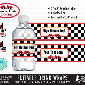Race Car Printable Drink Label, Edit Online + Download Today With Free Corjl.com 0062