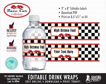 Race Car Printable Drink Label, Edit Online + Download Today With Free Corjl.com 0062