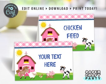 Farm Birthday Food Tents, Place Cards, Edit Online + Download Today With Free Corjl.com 0047