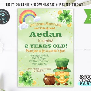 St. Patrick's Day Printable Invitation & Thank You Note, Includes Backside, Edit Online Download Today With Free Corjl.com 0033 image 1