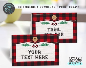 Lumberjack Party Printable Food Tents, Place Cards, Buffet labels, Edit Online + Download Today With Free Corjl.com 0030