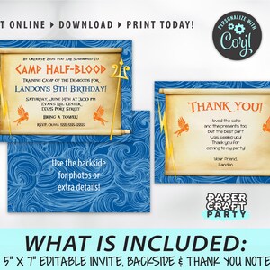Demigod Birthday Invitation, Backside & Thank You Included, Printable Demigod Invite, Edit Online + Download Today with free Corjl.com 0024 image 5