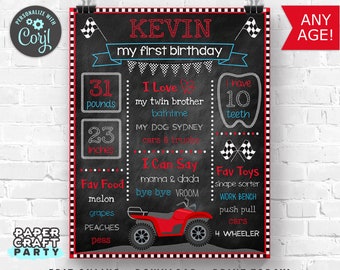 ATV Printable Chalkboard Milestone Poster in red for 1st 2nd 3rd 4th 5th Birthday, Edit Online + Download Today With Free Corjl.com 0042