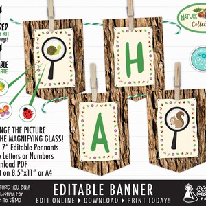 Scavenger Hunt Nature Party Printable Birthday Banner, Edit Online + Download Today With Free Corjl.com 0039