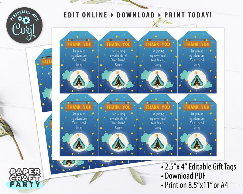 Camping Printable Gift Tags Personalized Hanging Gift Tags Etsy