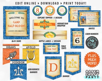 Printable Demigod Invite & Decorations, Demigod Party Kit, Demigod Decor, Greek God, Edit Online + Download Today With Free Corjl.com 0024