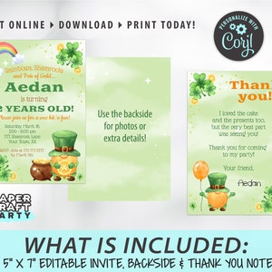 St. Patrick's Day Printable Invitation & Thank You Note, Includes Backside, Edit Online Download Today With Free Corjl.com 0033 image 5