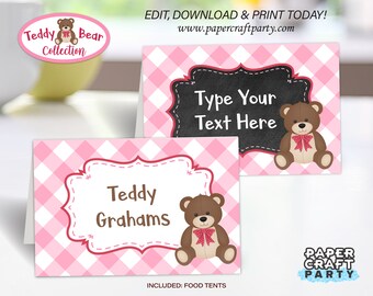 Teddy Bear Picnic Food Tents, Place Cards, Edit Online + Download Today With Free Corjl.com 0084