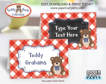 Teddy Bear Picnic Food Tents, Place Cards, Edit Online + Download Today With Free Corjl.com 0082