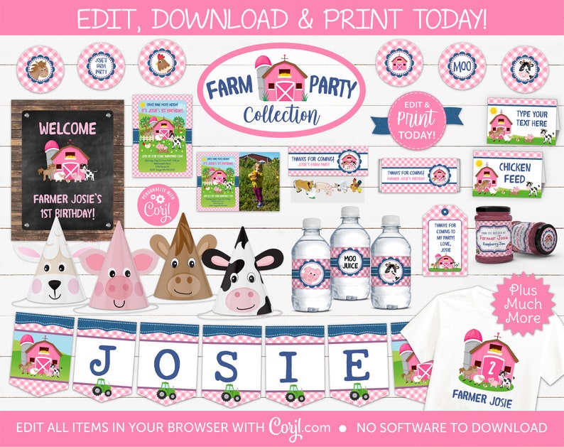 Edit Online Place Cards Farm Birthday Food Tents Download Today With Free Corjl.com FPP