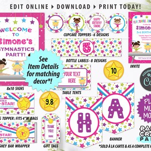 Gymnastics Party Printable Birthday Banner, Edit Online + Download ...