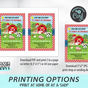 Farm Printable Party Kit Includes Invites and Decorations in RED, Edit ...